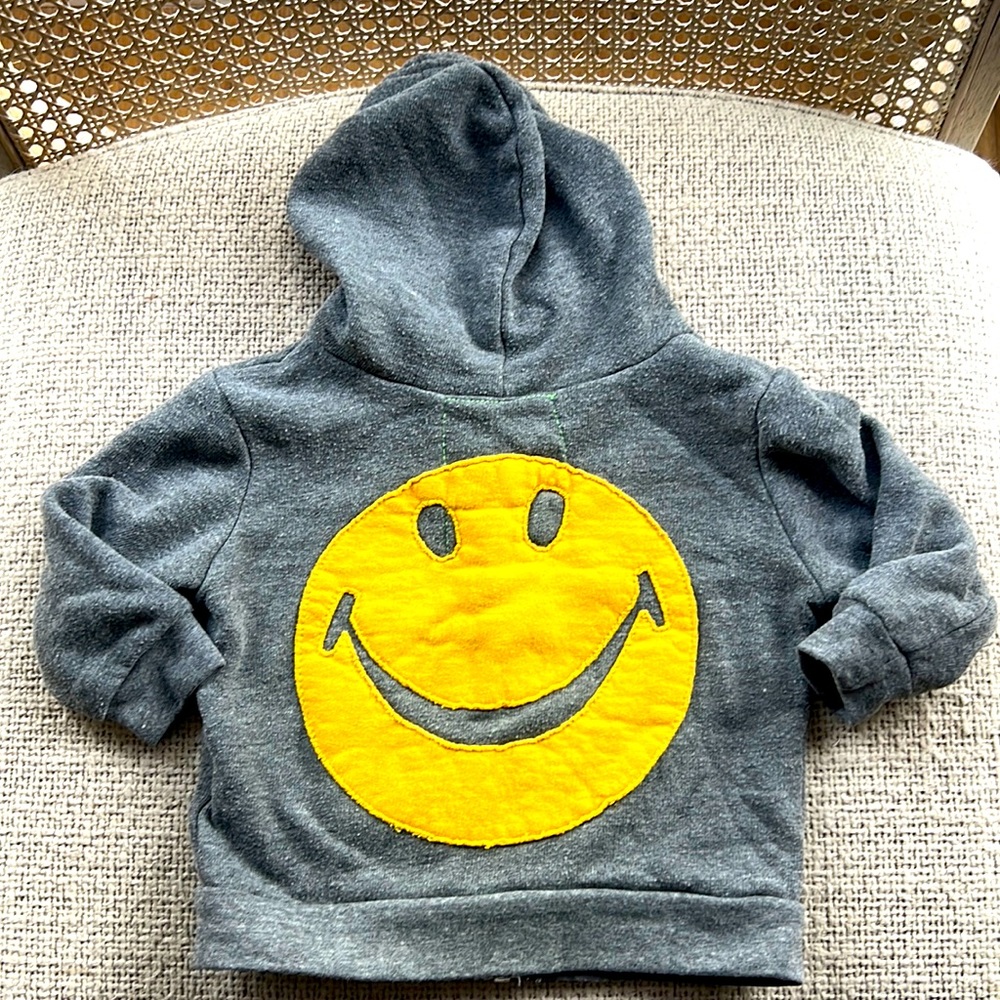 Aviator Nation happy face hoodie 4 years girl boy kids grey happy face hoody